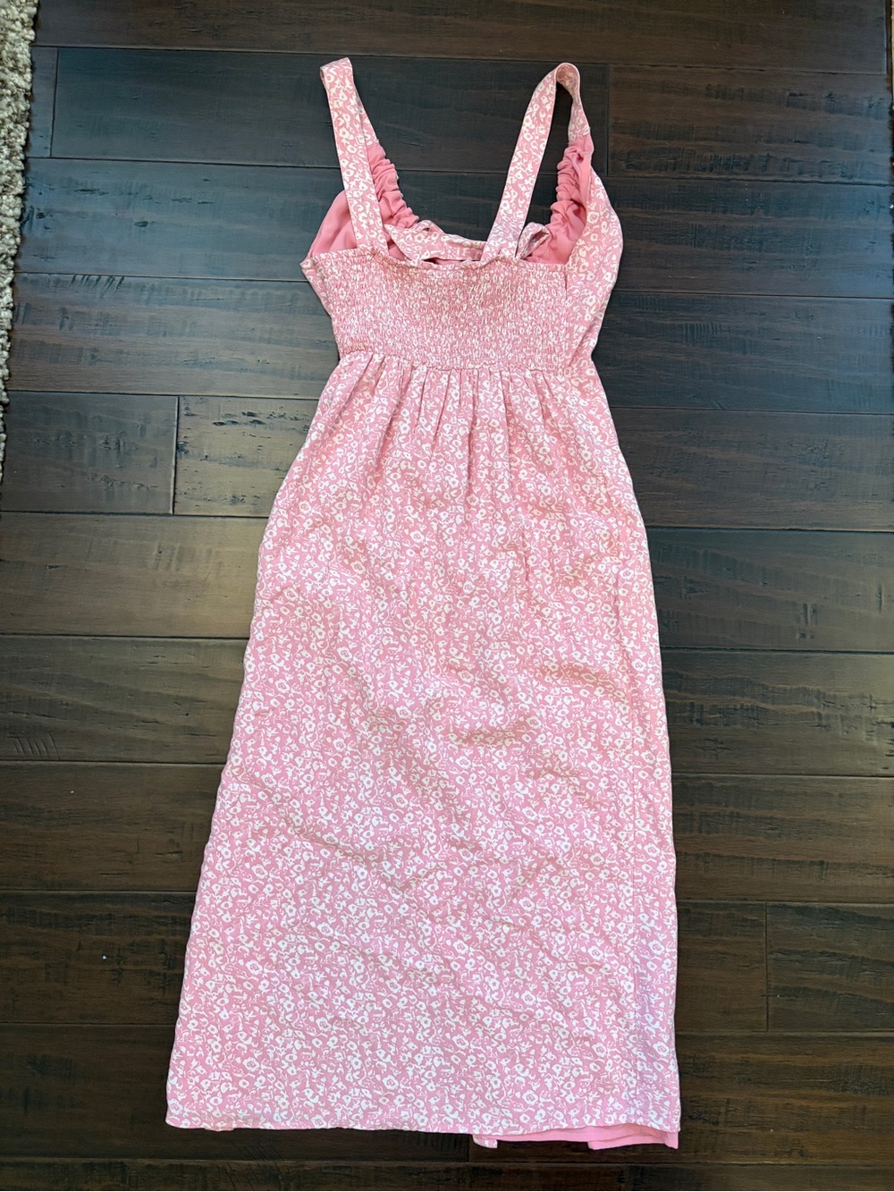 Abercrombie & Fitch Dusty Pink Tie-Front floral feminine dainty girly Midi Dress - Picture 7 of 8